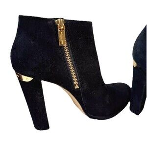 Michael Kors Women's Haven Boots Size 6.5M Block‎ Heel Platform Black Suede